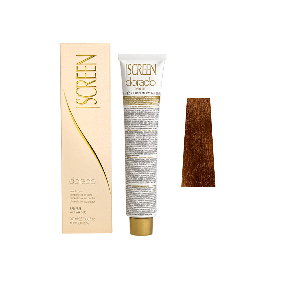 Крем-фарба для волосся перманентна з 24-каратним золотом SCREEN Dorado 7DR (7.34) Copper Golden Вlonde, 100 ml - 1